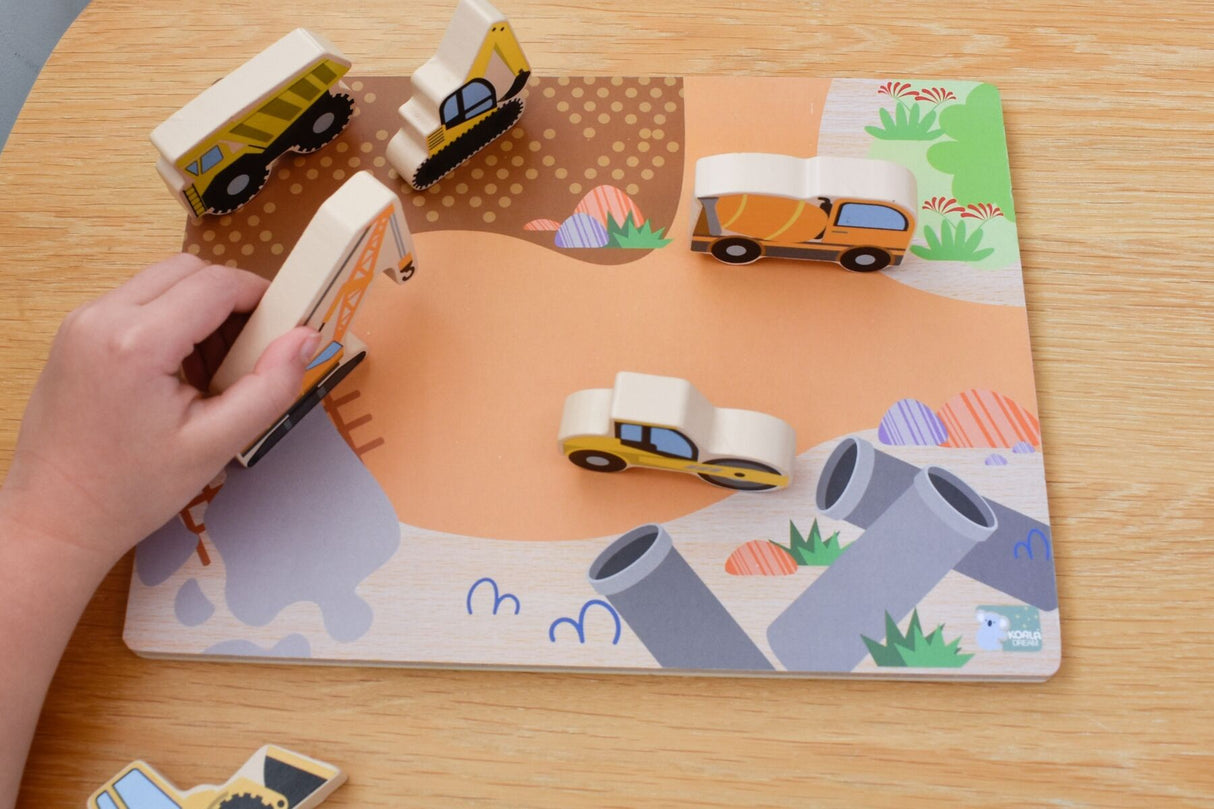 Wooden Chunky Construction Vehicle Puzzle