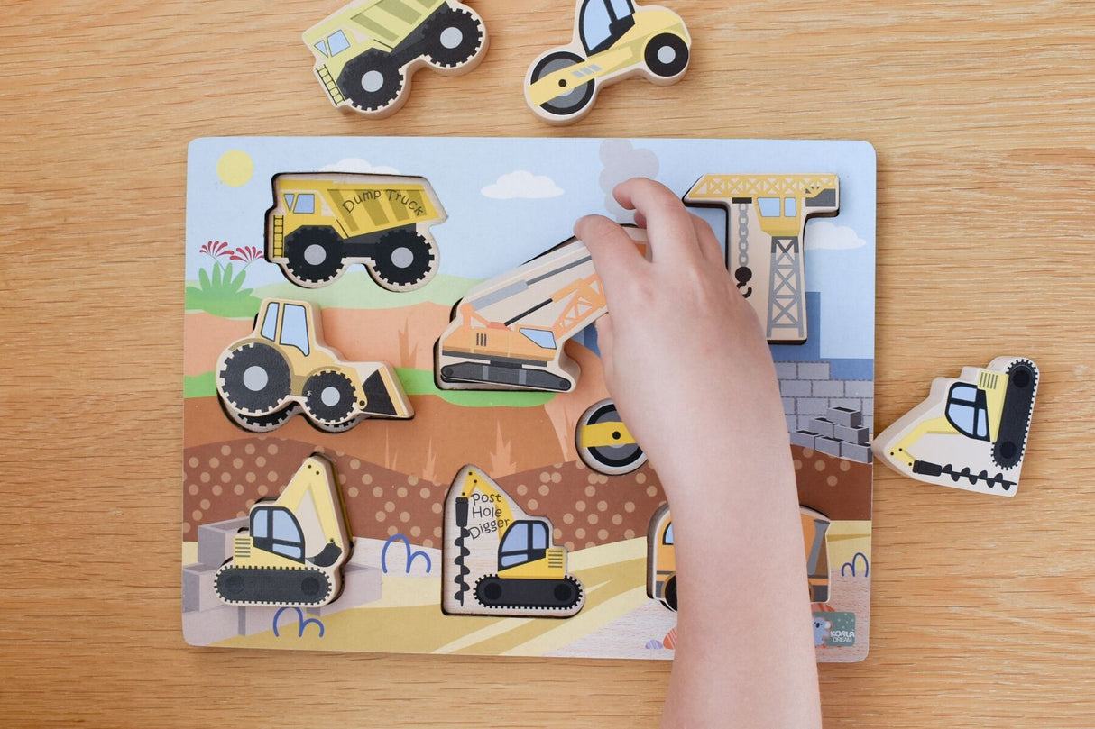 Wooden Chunky Construction Vehicle Puzzle