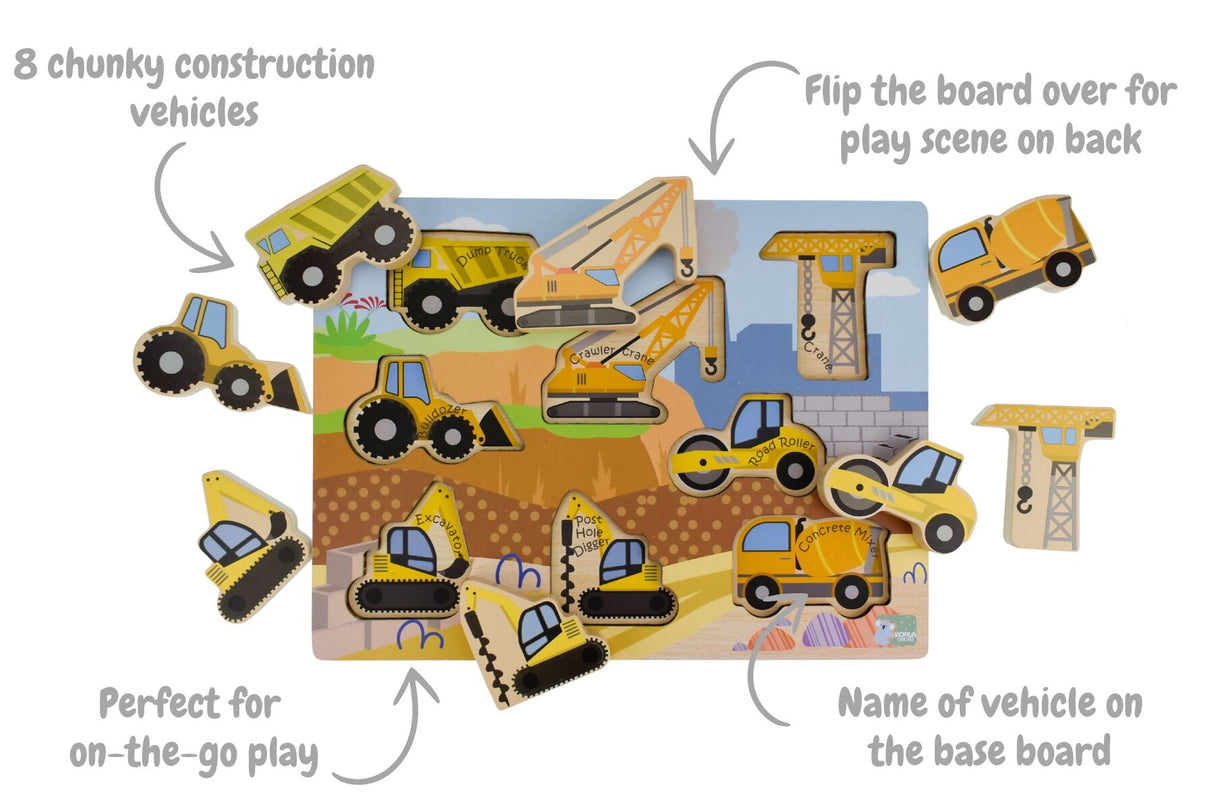 Wooden Chunky Construction Vehicle Puzzle