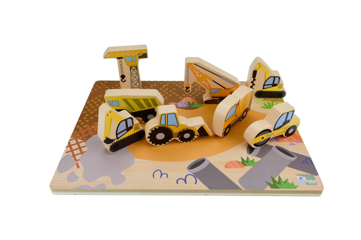 Wooden Chunky Construction Vehicle Puzzle