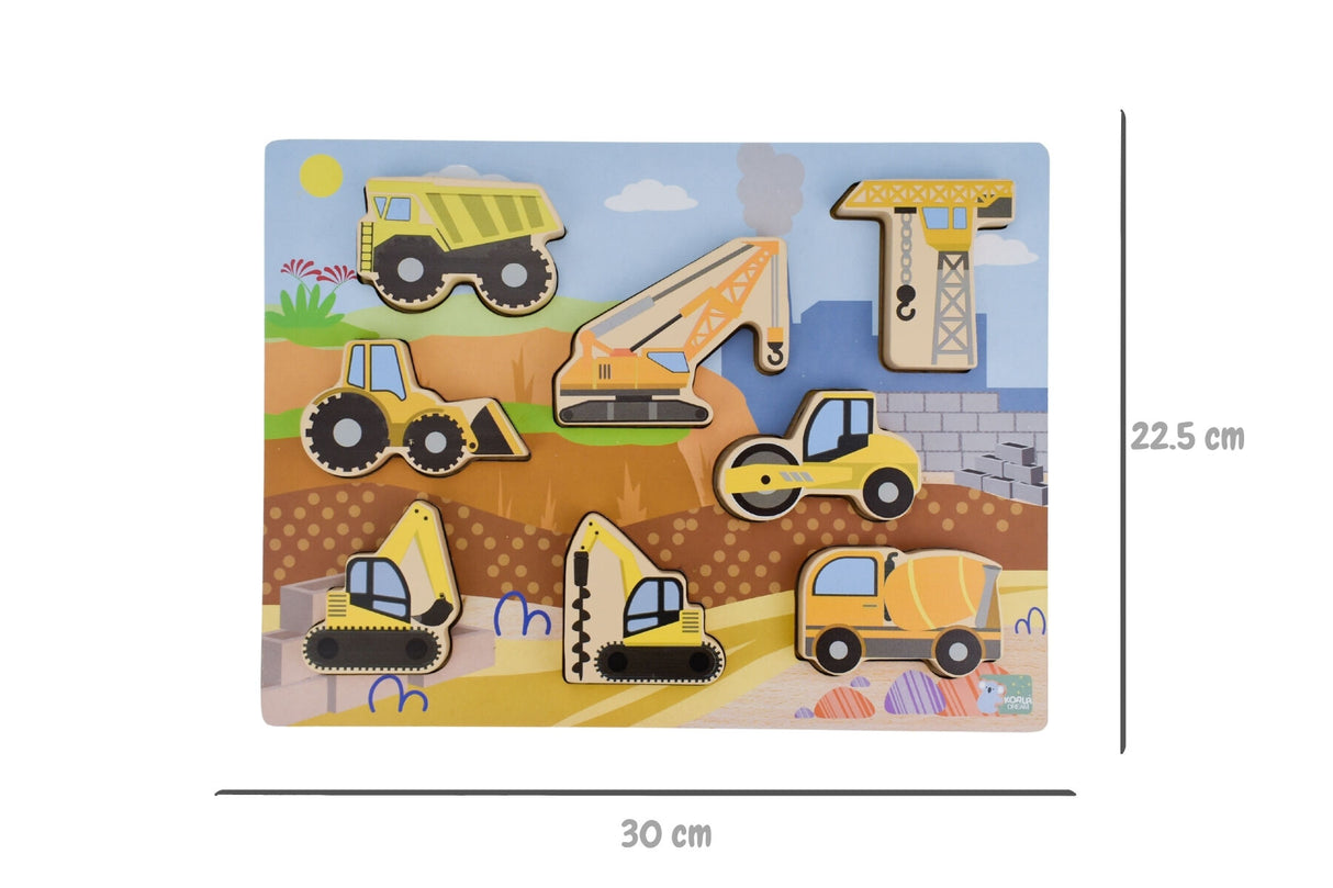 Wooden Chunky Construction Vehicle Puzzle