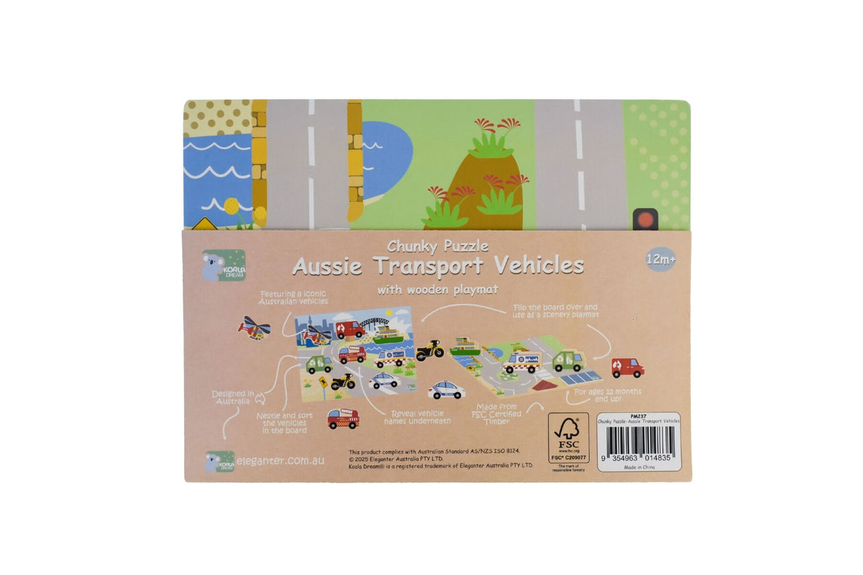 Wooden Chunky Aussie Transport Vehicle Puzzle
