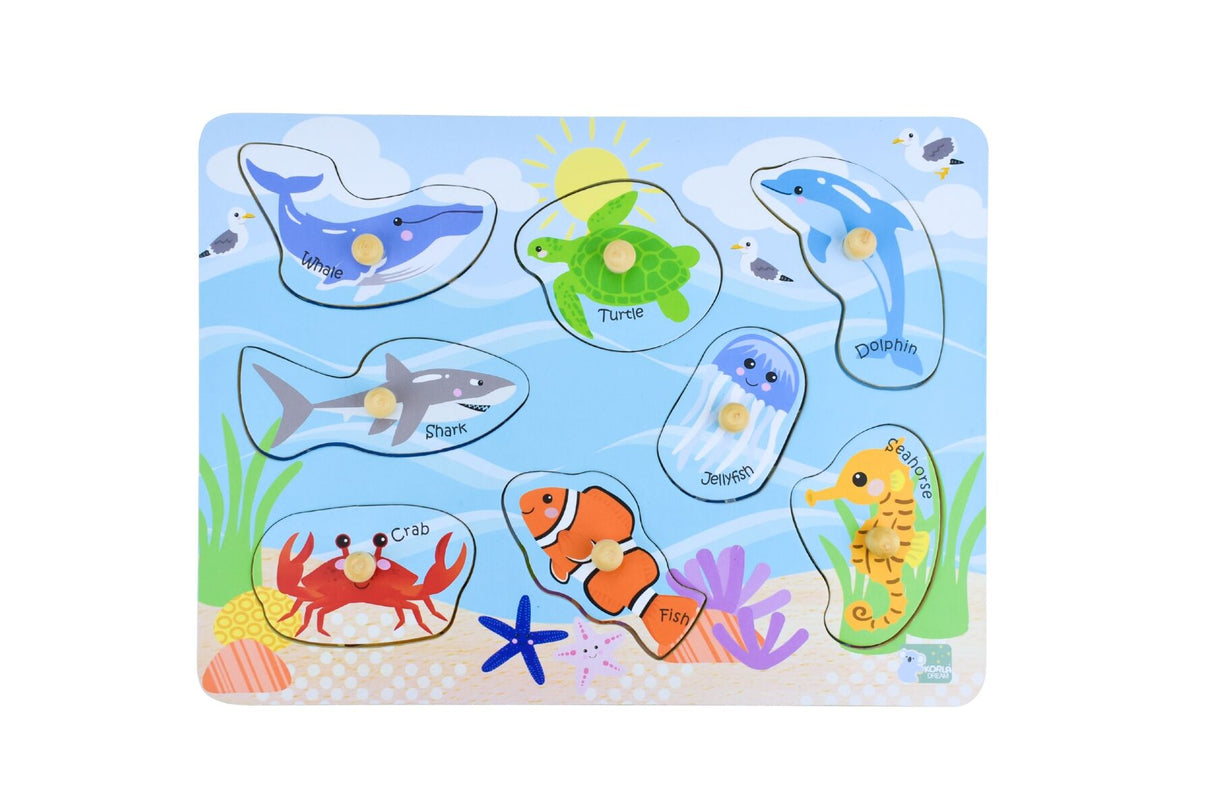 2 In 1 Sea Animal And Their Habitats Peg Puzzle