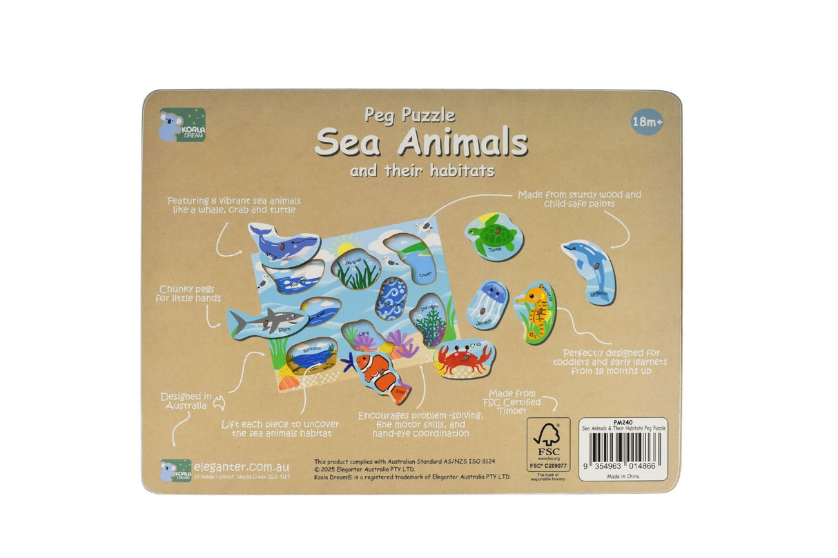 2 In 1 Sea Animal And Their Habitats Peg Puzzle