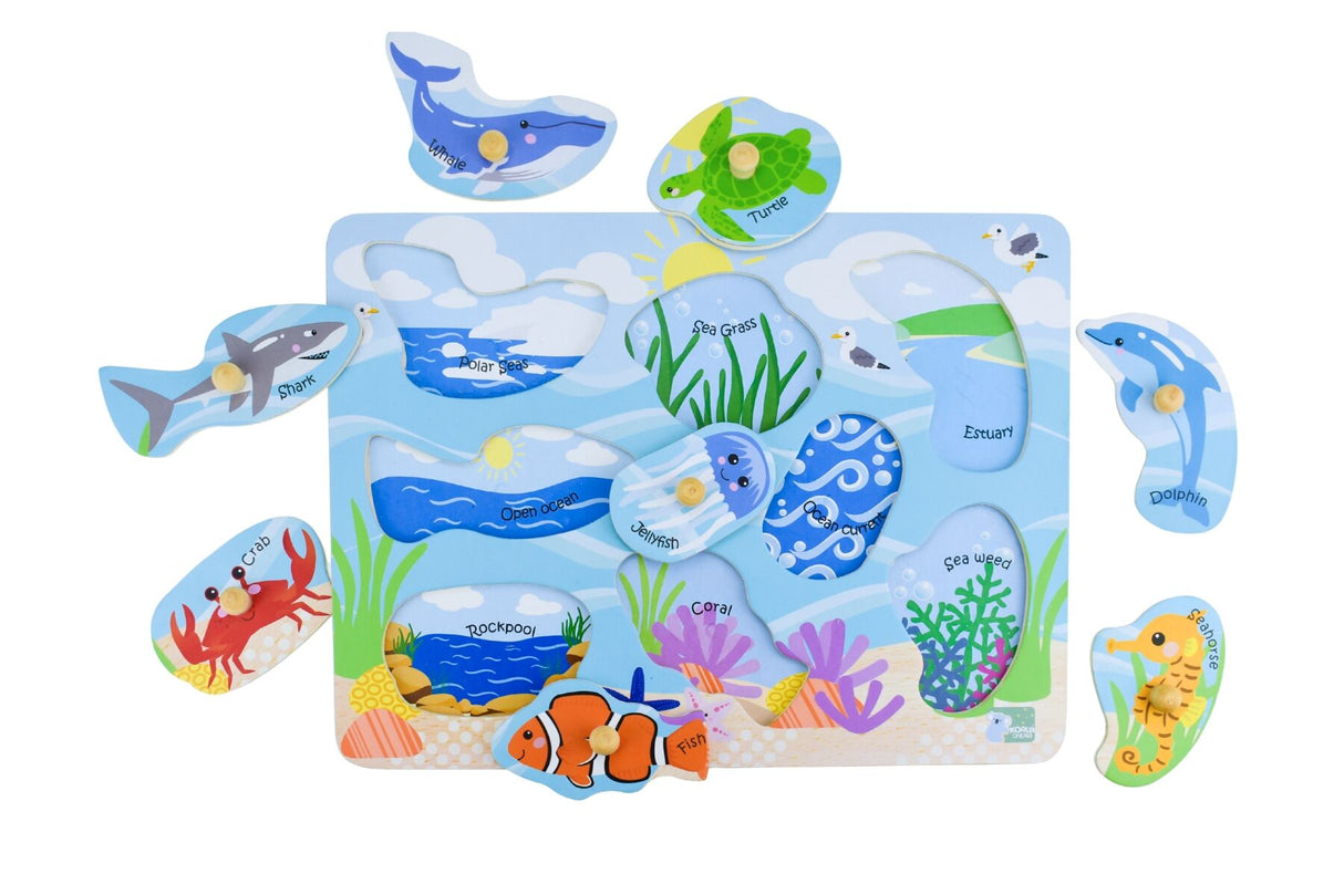 2 In 1 Sea Animal And Their Habitats Peg Puzzle