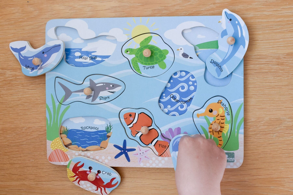 2 In 1 Sea Animal And Their Habitats Peg Puzzle