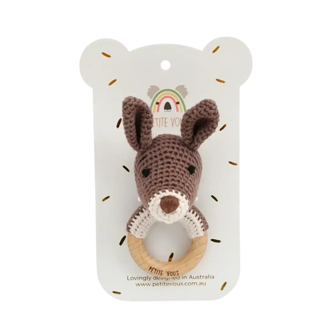 Crochet Ring Rattle - Kobe the Kangaroo