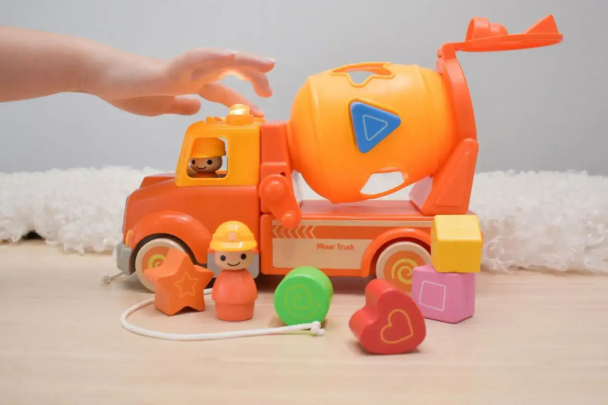 Wooden Mixer Truck with Blocks and Sound and Light