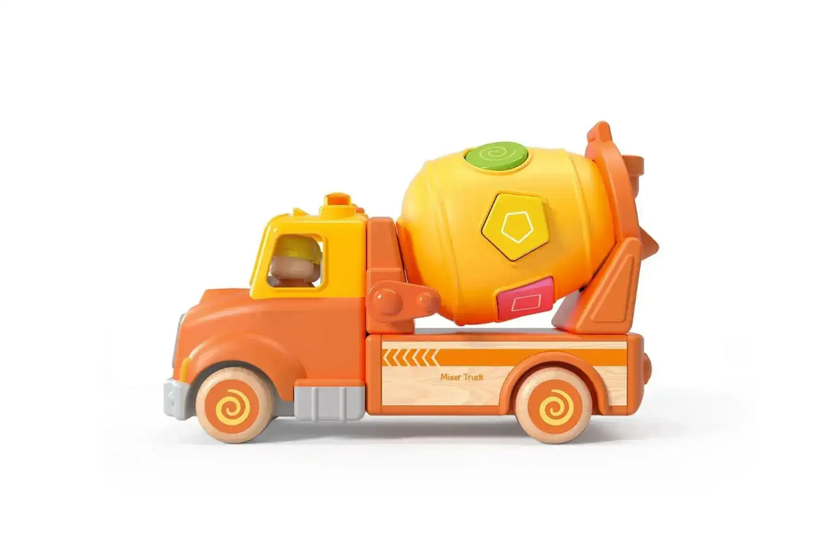 Wooden Mixer Truck with Blocks and Sound and Light