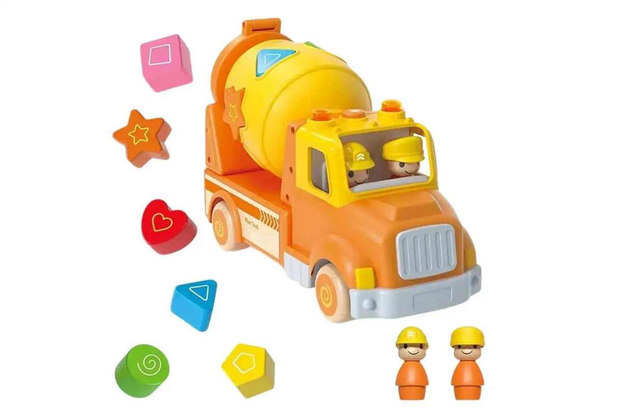 Wooden Mixer Truck with Blocks and Sound and Light
