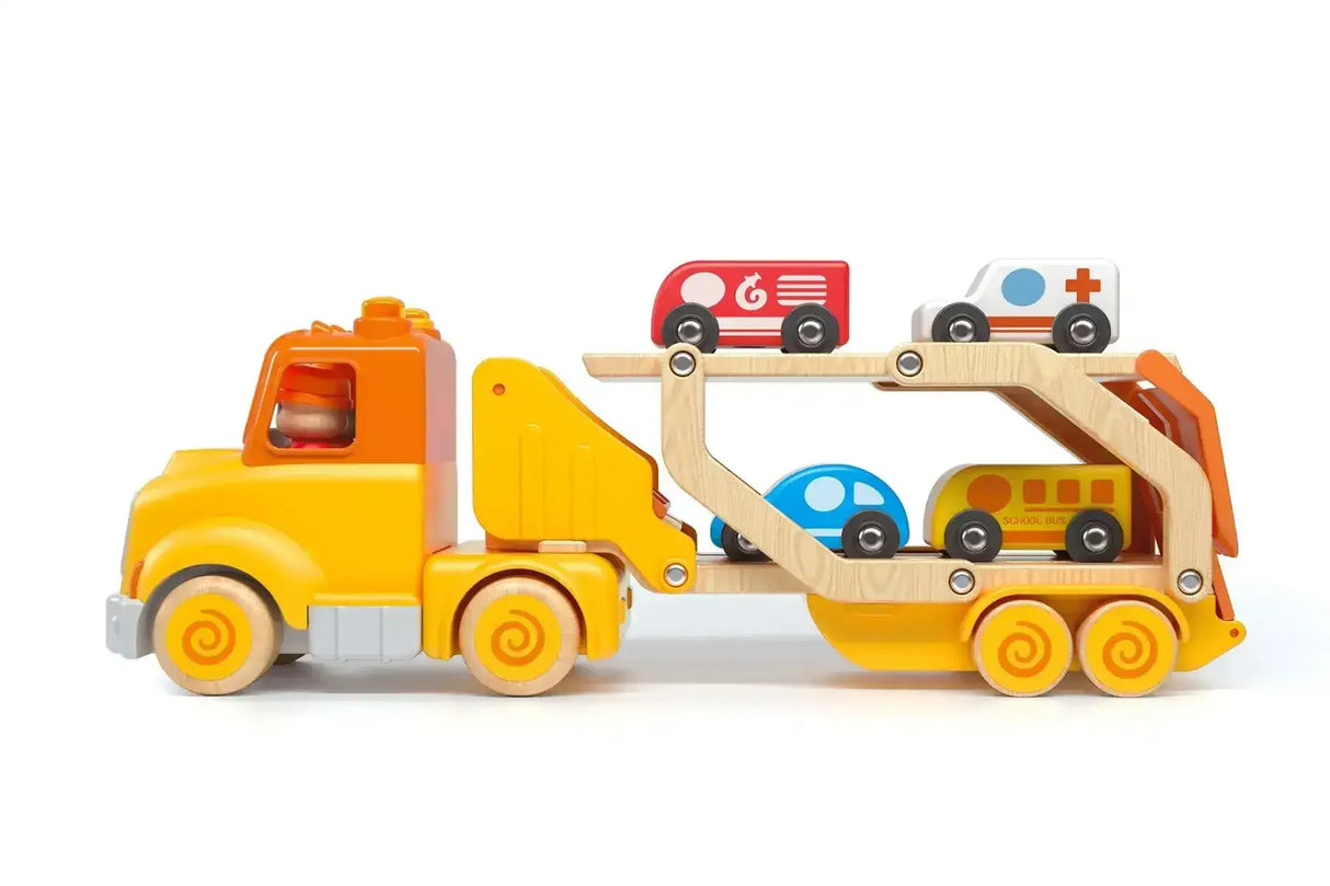 Wooden Car Carrier with Sound and Light