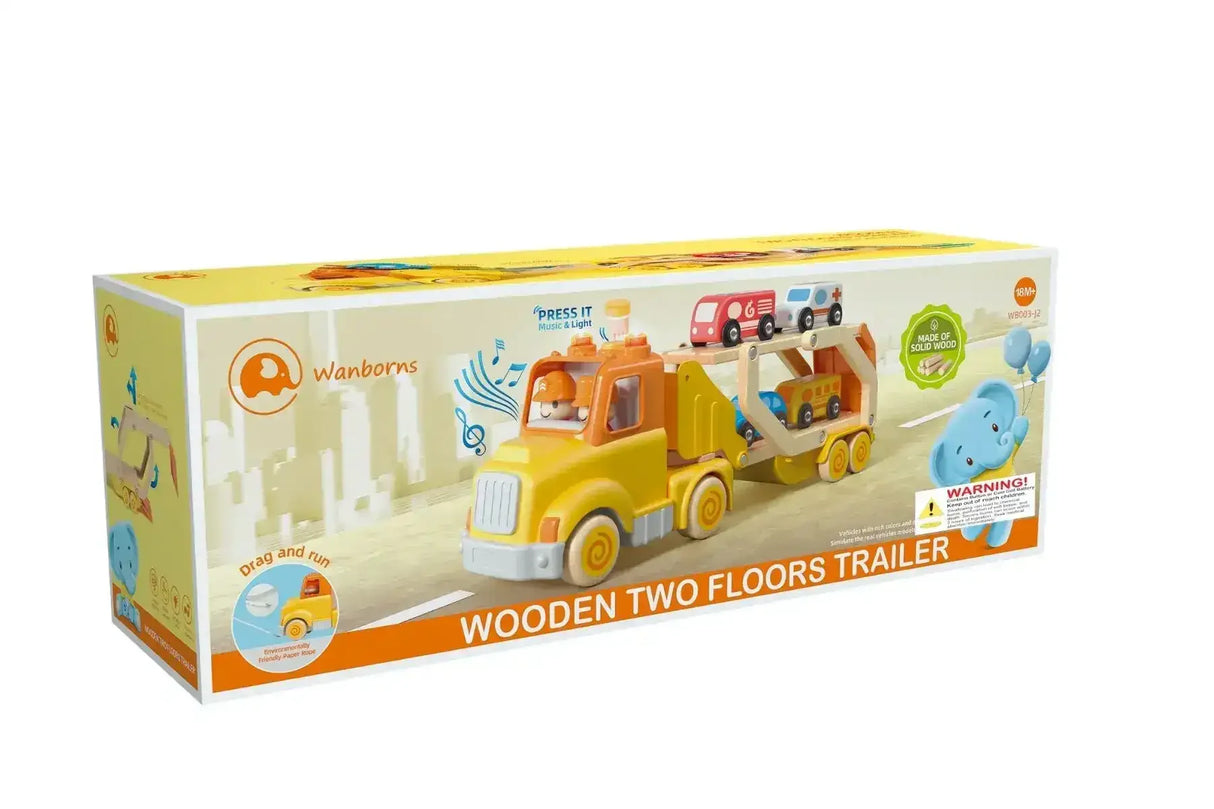 Wooden Car Carrier with Sound and Light