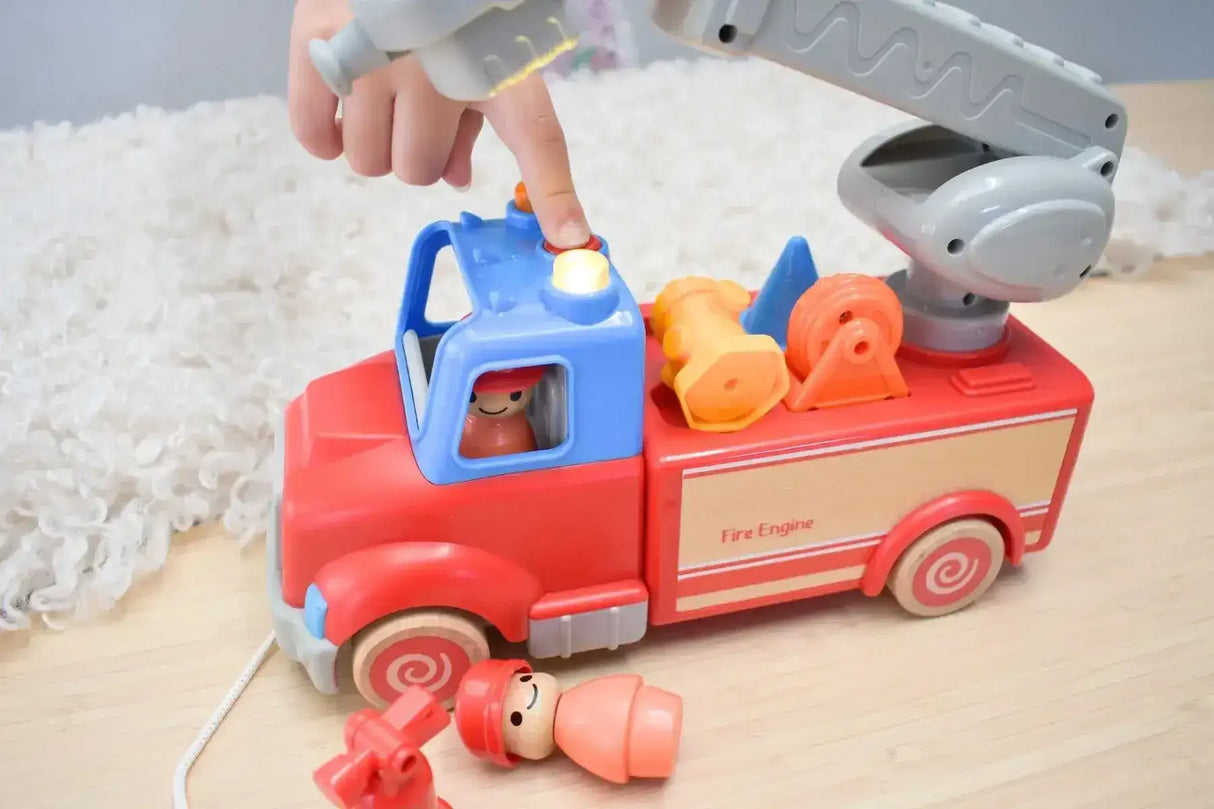 Wooden Fire Engine with Sound and Light