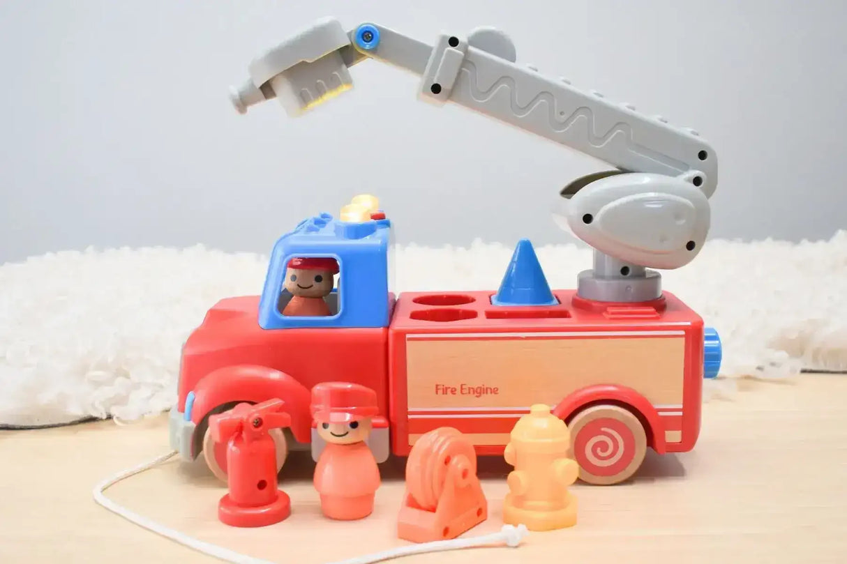 Wooden Fire Engine with Sound and Light