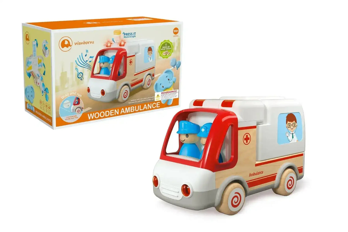 Wooden Ambulance and Accessories with Light and Sound