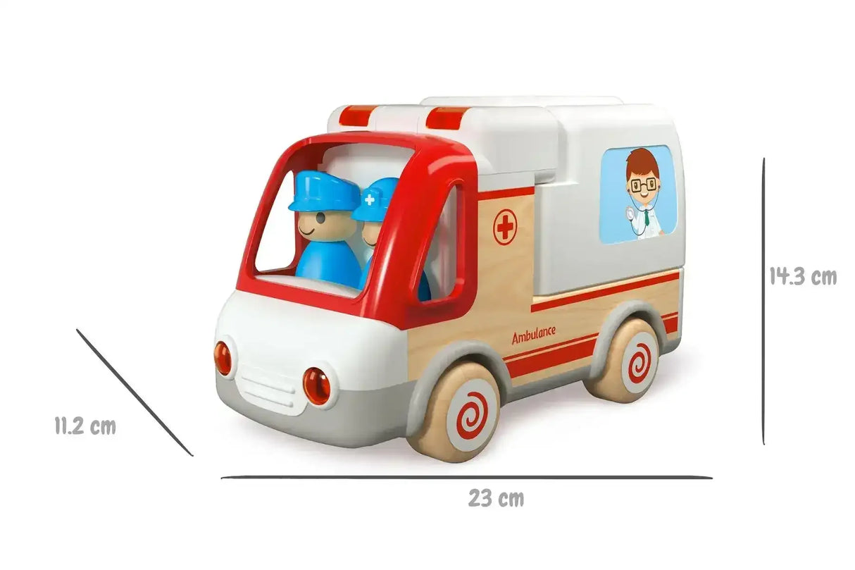 Wooden Ambulance and Accessories with Light and Sound