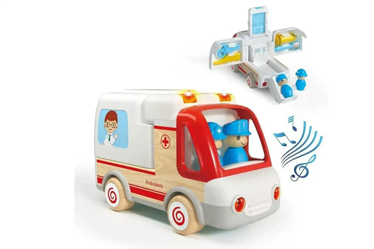 Wooden Ambulance and Accessories with Light and Sound