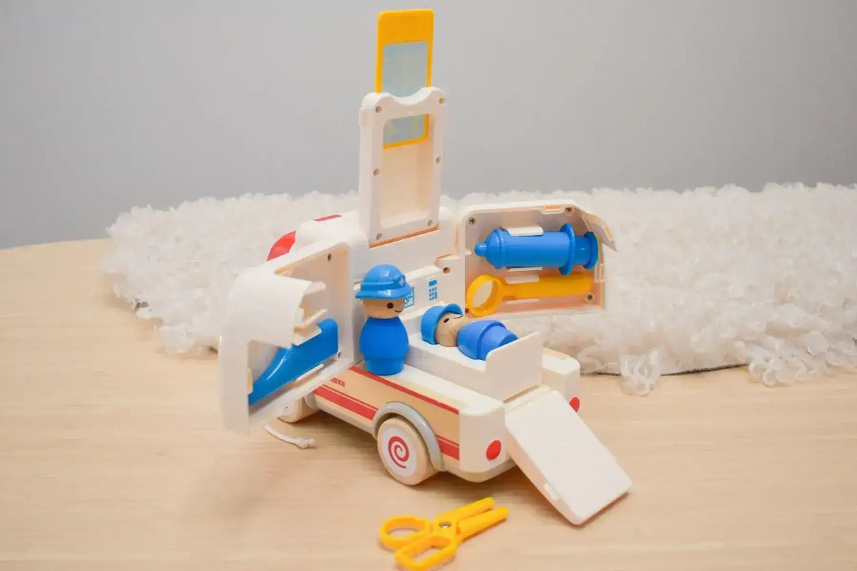Wooden Ambulance and Accessories with Light and Sound