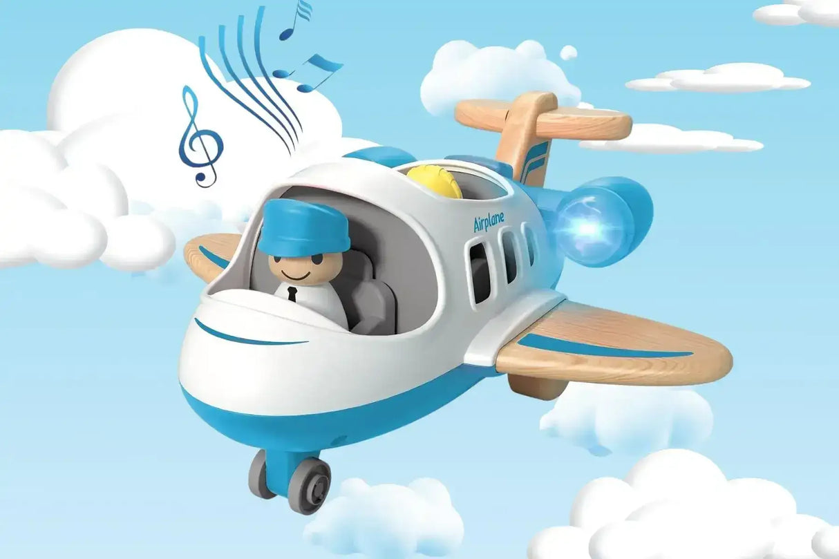 Wooden Airplane with Sound and Light