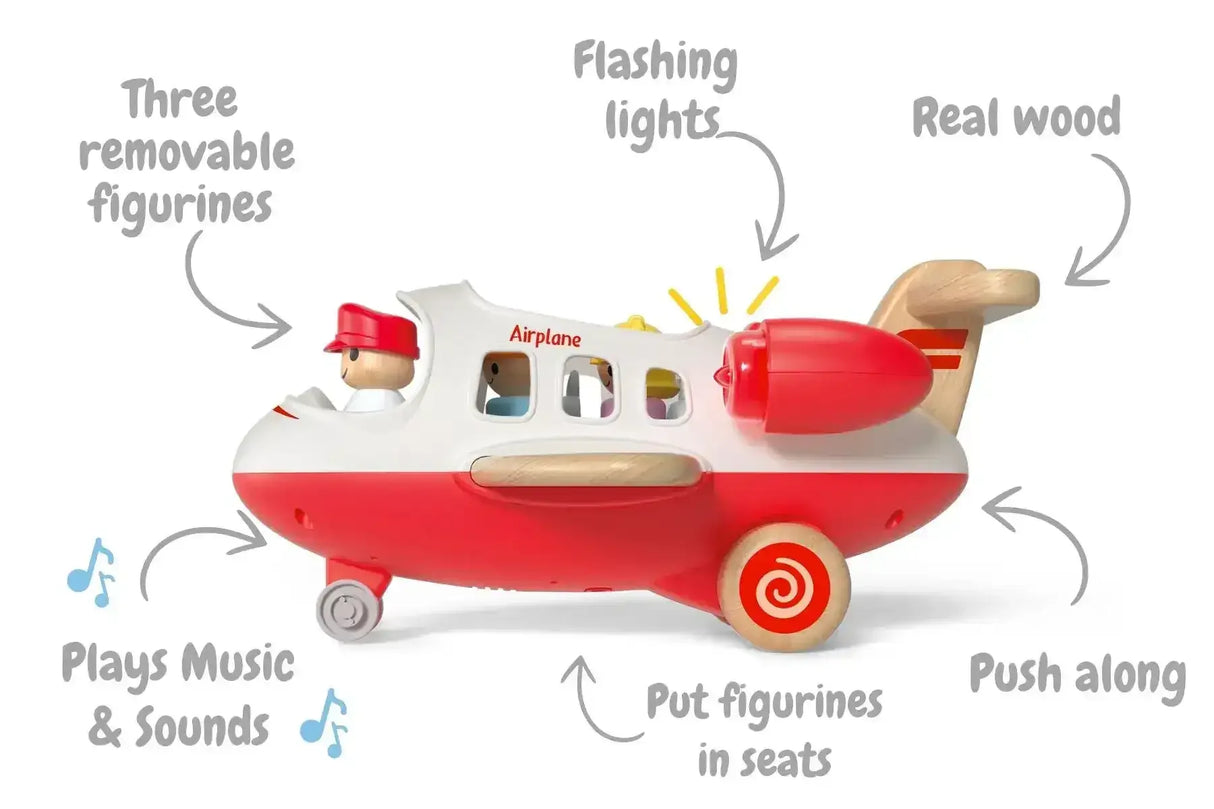 Wooden Airplane with Sound and Light