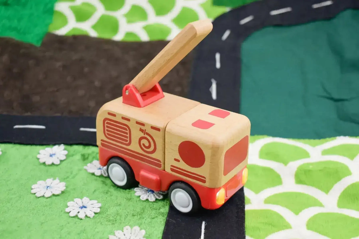 Wooden Friction Fire Engine with Light and Sound