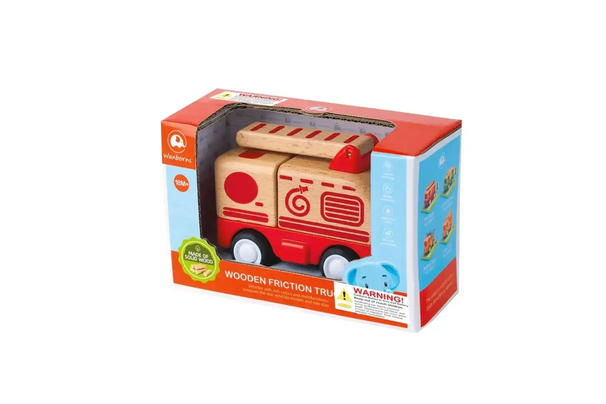Wooden Friction Fire Engine with Light and Sound