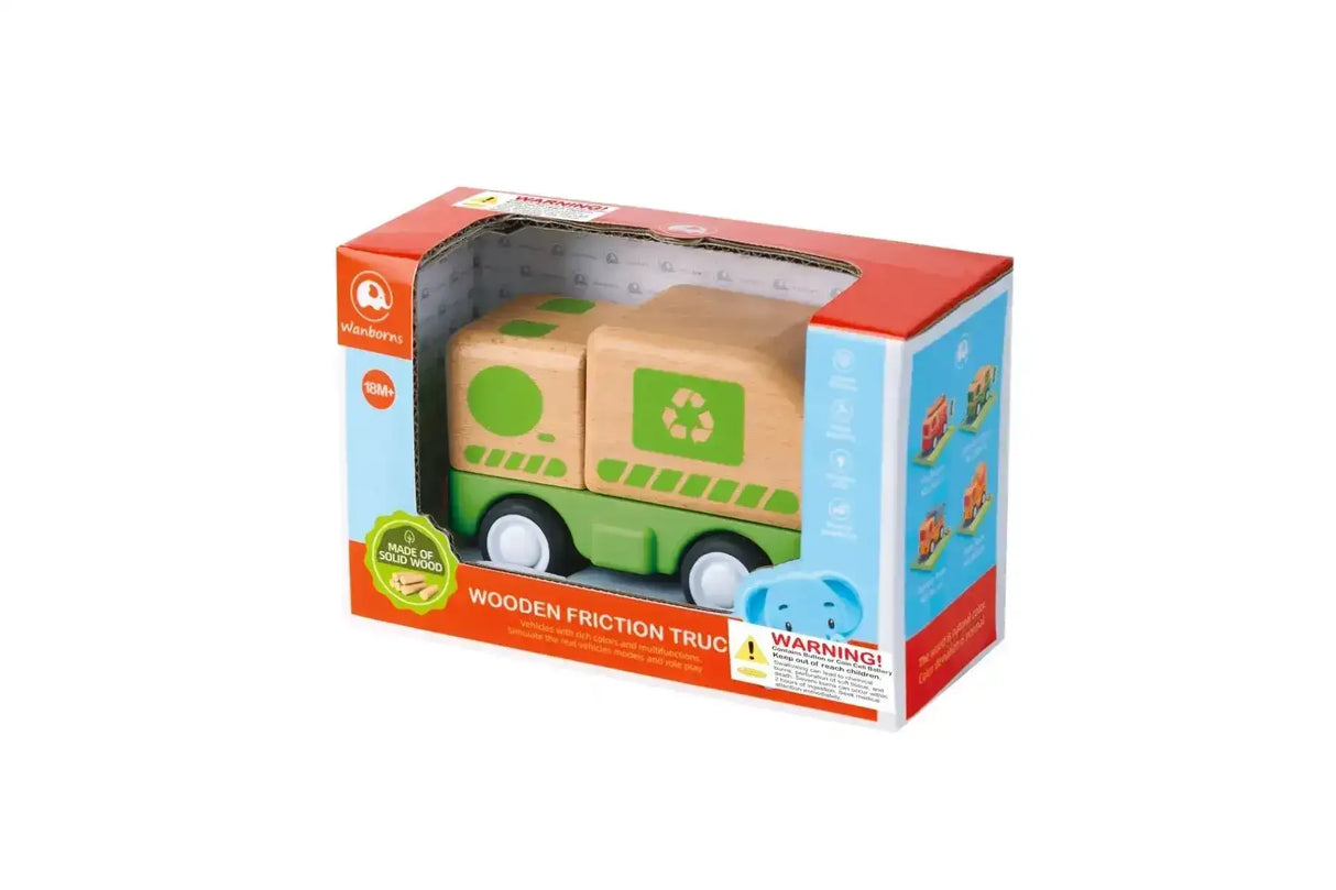 Wooden Friction Recycling Truck with Sound and Light