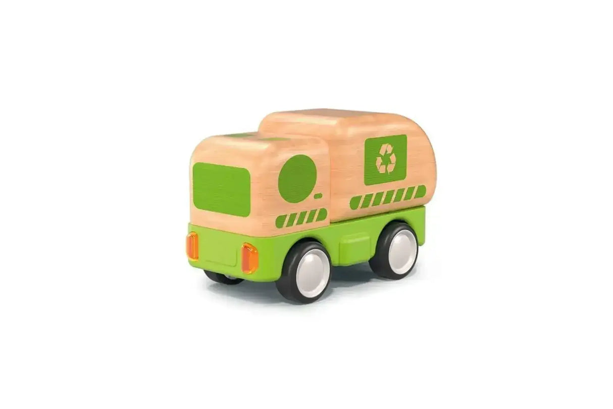 Wooden Friction Recycling Truck with Sound and Light