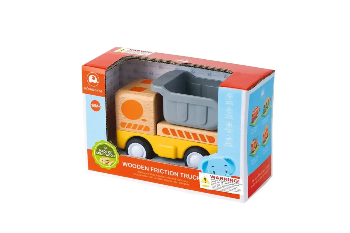 Wooden Friction Dump Truck with Sound and Light