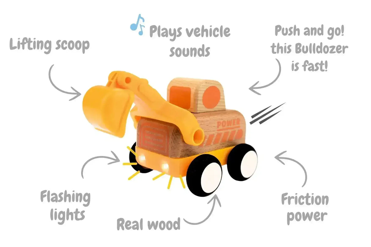 Wooden Friction Digger with Sound and Light
