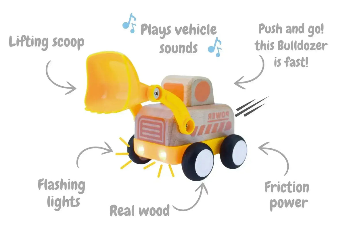 Wooden Friction Bulldozer with Light and Sound