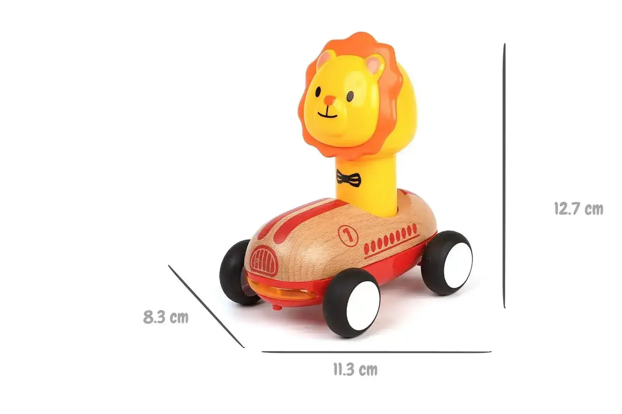 Wooden Press Go Racer with Light and Sound | Lion