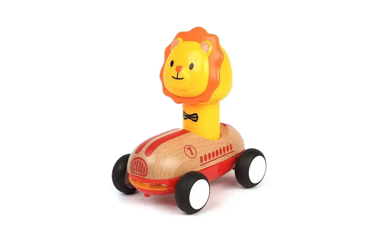 Wooden Press Go Racer with Light and Sound | Lion