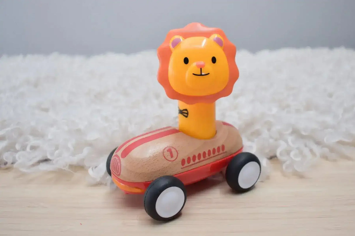 Wooden Press Go Racer with Light and Sound | Lion