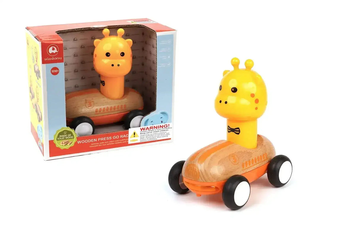 Wooden Press Go Racer with Light and Sound | Giraffe