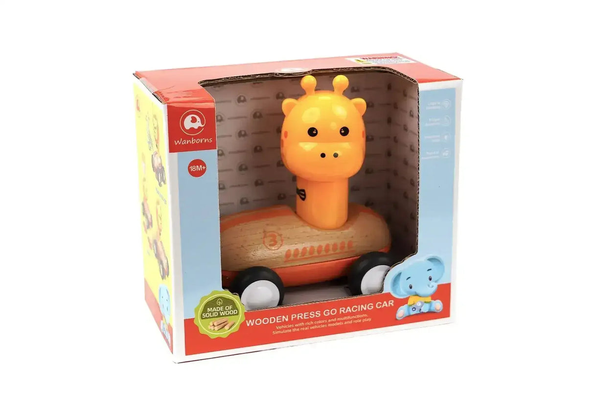 Wooden Press Go Racer with Light and Sound | Giraffe