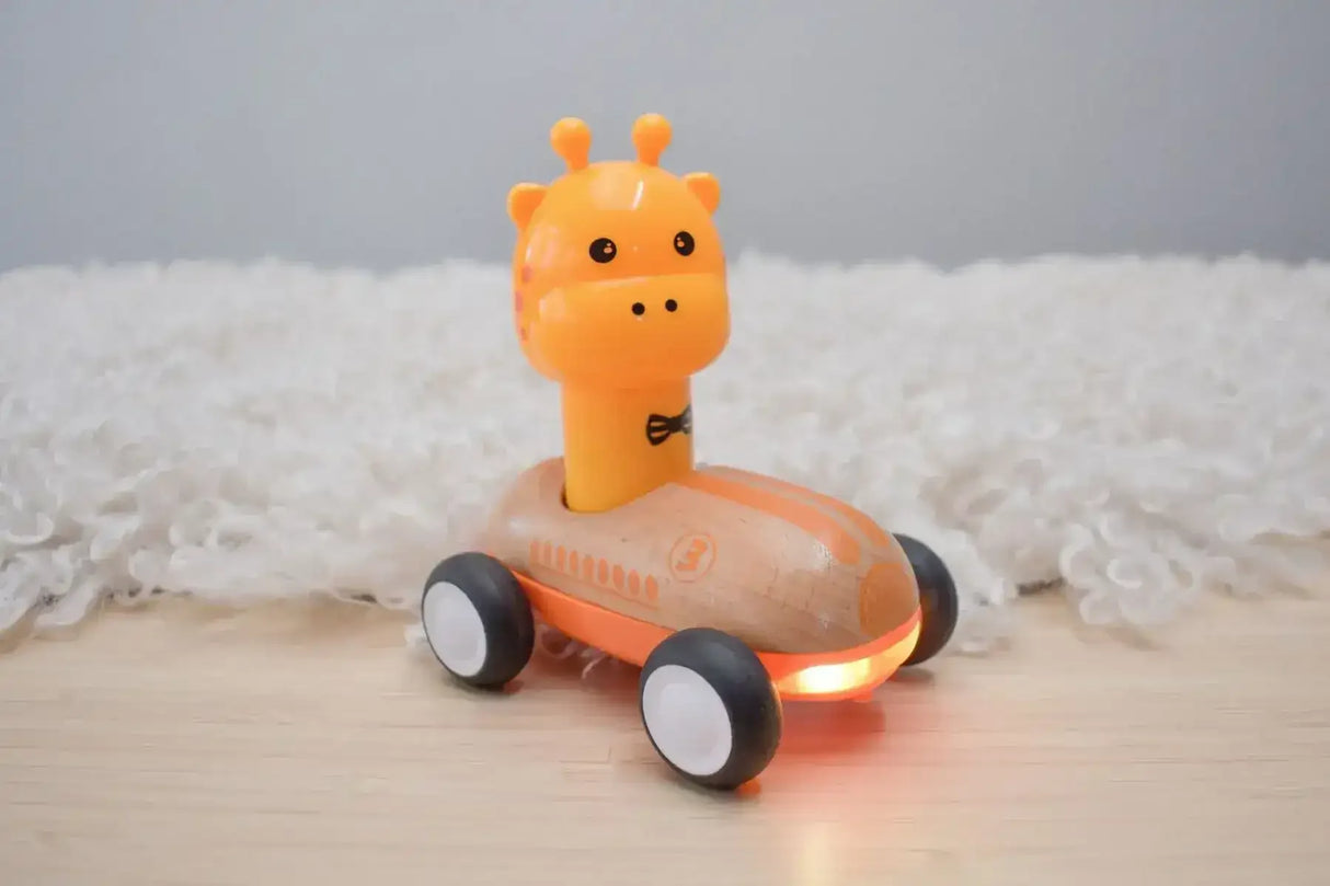 Wooden Press Go Racer with Light and Sound | Giraffe