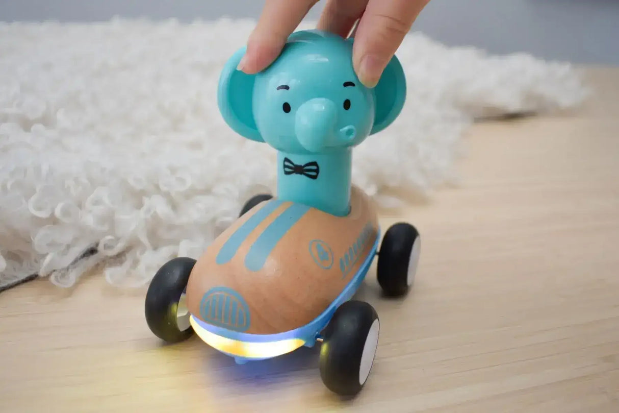 Wooden Press Go Racer with Light and Sound | Elephant