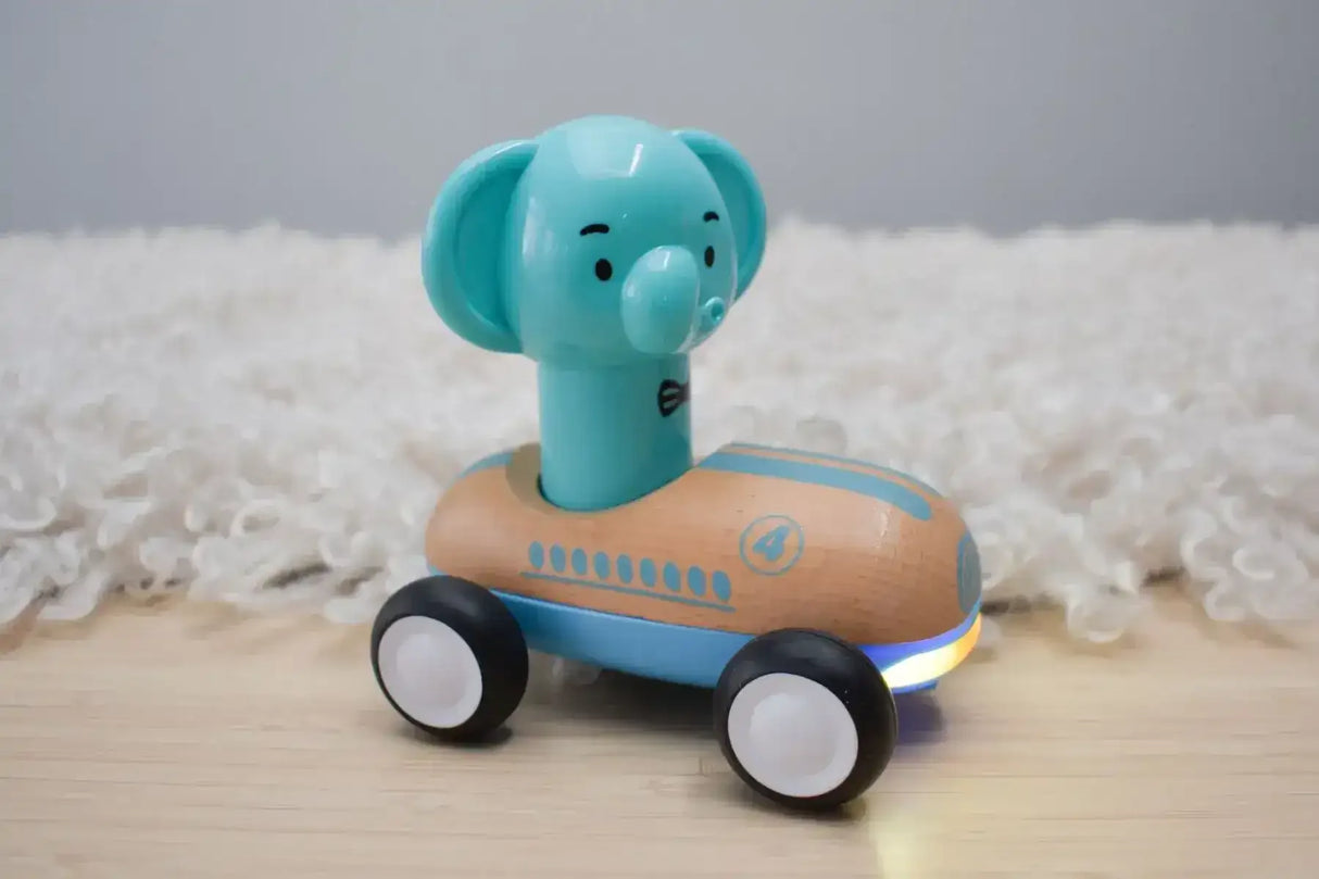 Wooden Press Go Racer with Light and Sound | Elephant