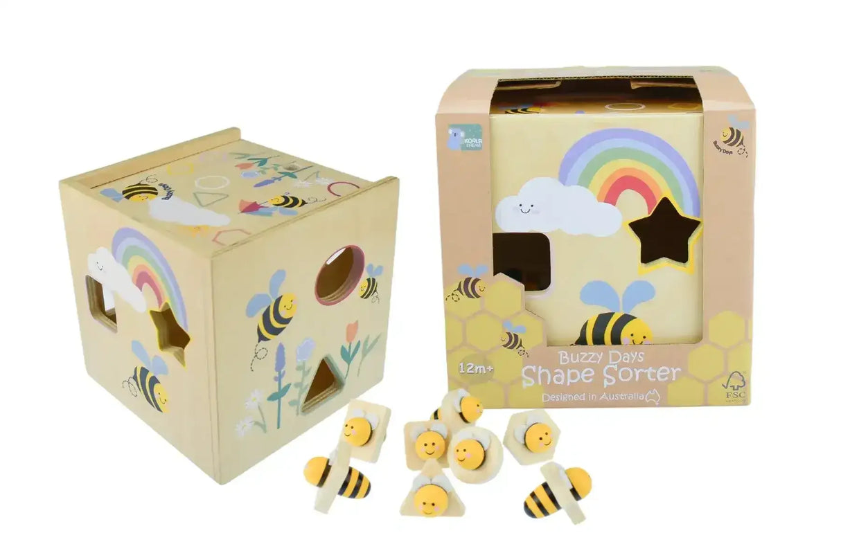 Buzzy Days Bee Wooden Shape Sorter - Toybox Tales