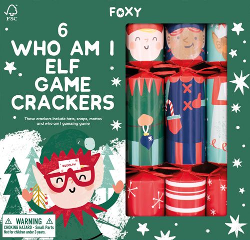 Christmas Crackers | Who Am I Elf Game | Pack of 6