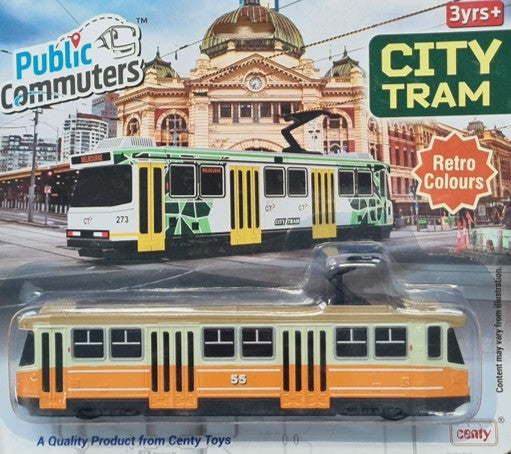Melbourne City Tram - Retro Orange and Brown | Diecast Pull Back