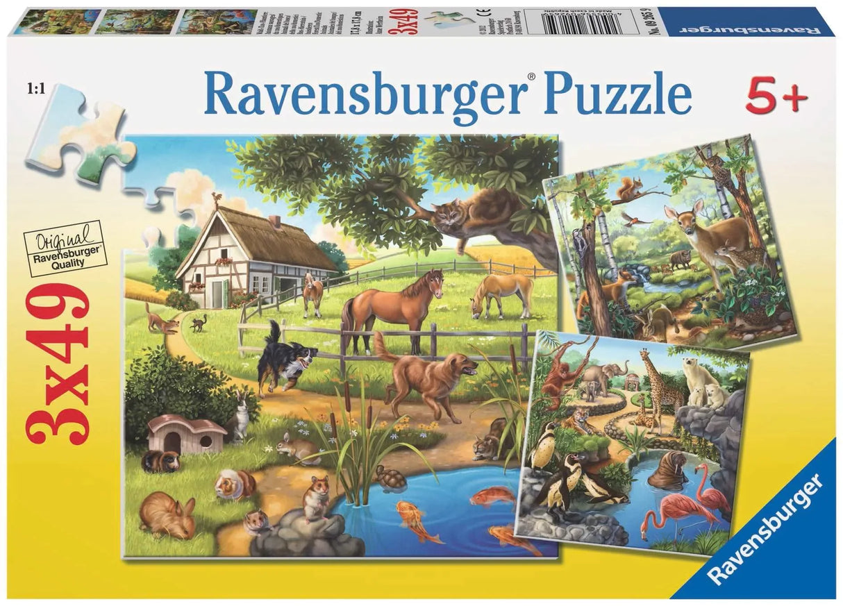 Ravensburger - Forest Zoo & Pets Puzzle 3x49 Pieces