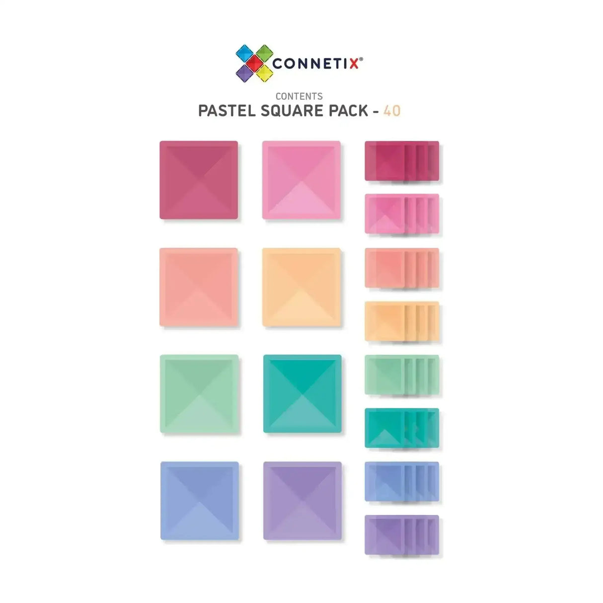 Connetix Pastel Square Pack 40 Piece - Toybox Tales