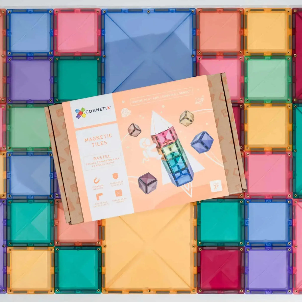 Connetix Pastel Square Pack 40 Piece - Toybox Tales