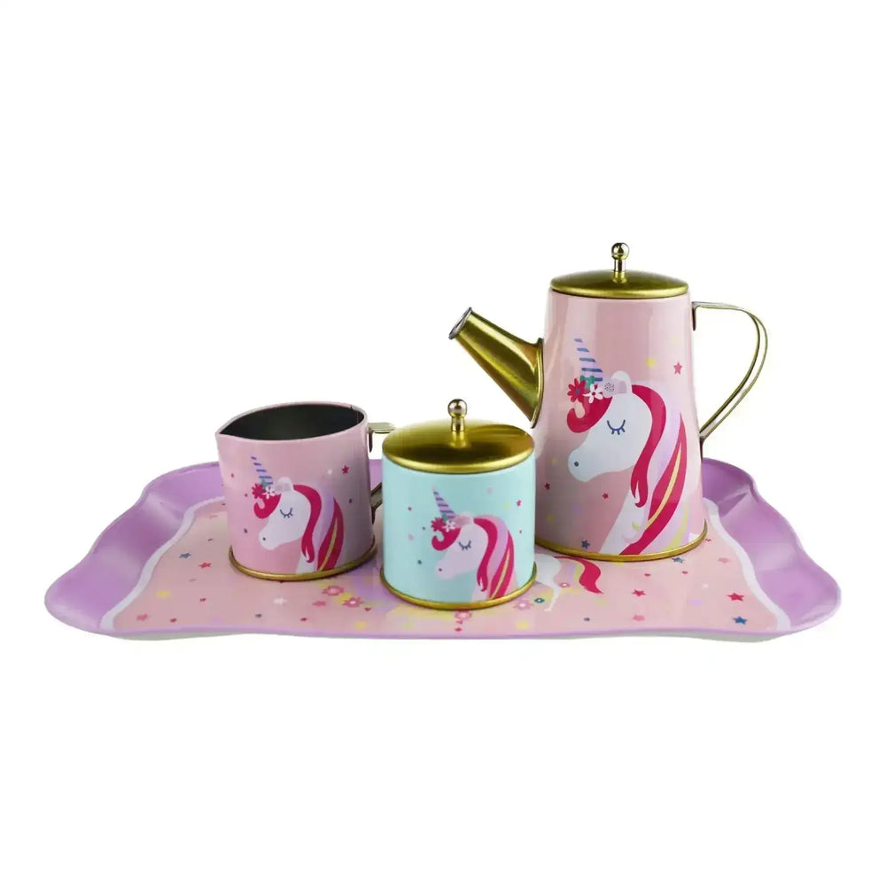 Deluxe Unicorn Tin Tea Set in Suitcase 18 Pieces - Toybox Tales