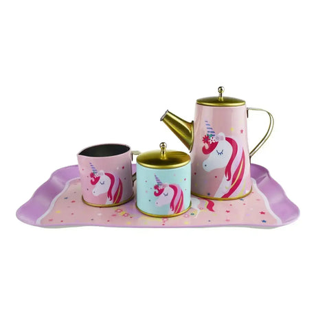 Deluxe Unicorn Tin Tea Set in Suitcase 18 Pieces - Toybox Tales