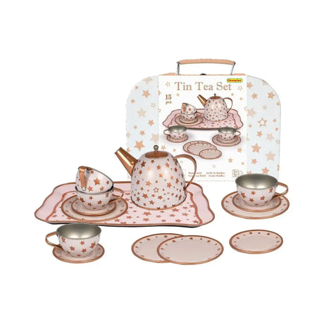 Kaper Kidz - Gold Star Tin Tea Set In Suitcase - Toybox Tales