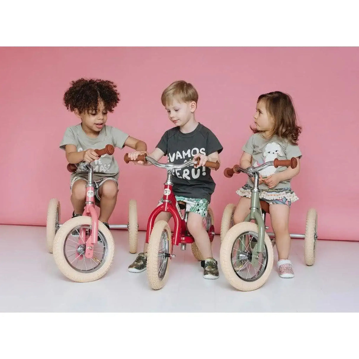 Trybike - Pink Vintage, Cream Tyres and Chrome (3 wheel) - Toybox Tales