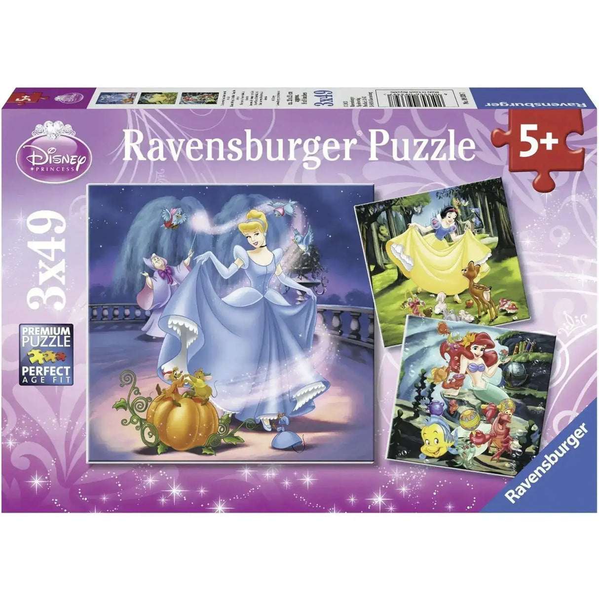Ravensburger - Disney Snow White Cinderella Ariel 3x49pc - Toybox Tales